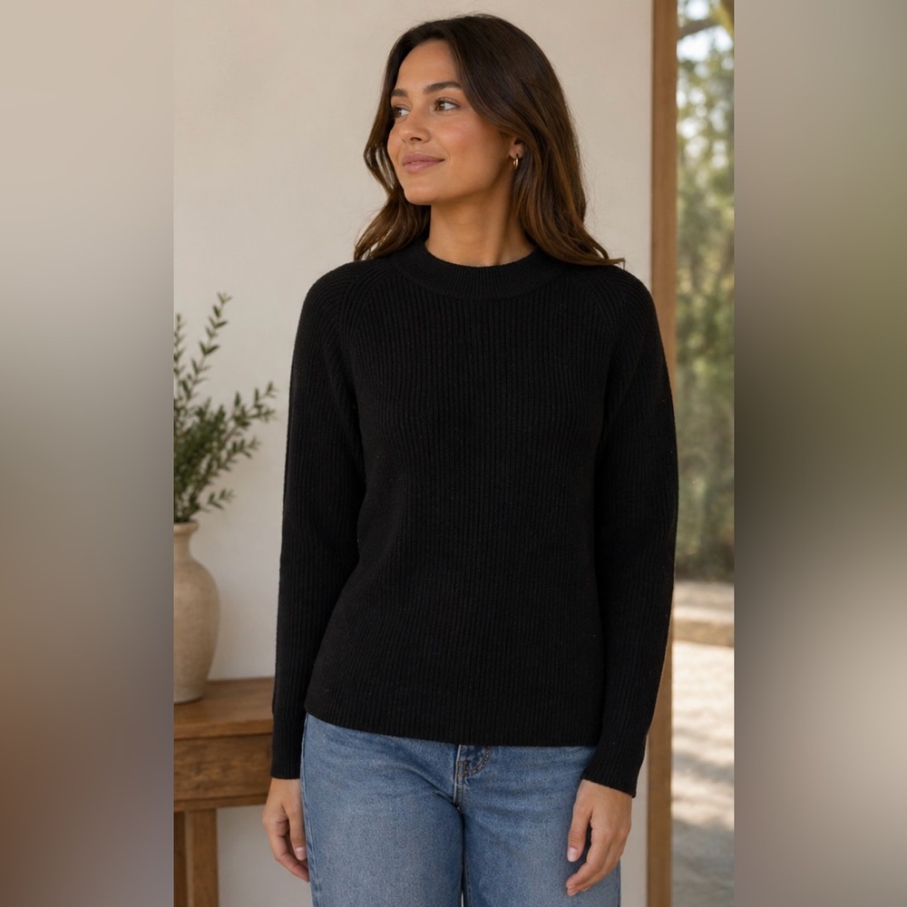 MOTF Black Ribbed Crewneck Sweater